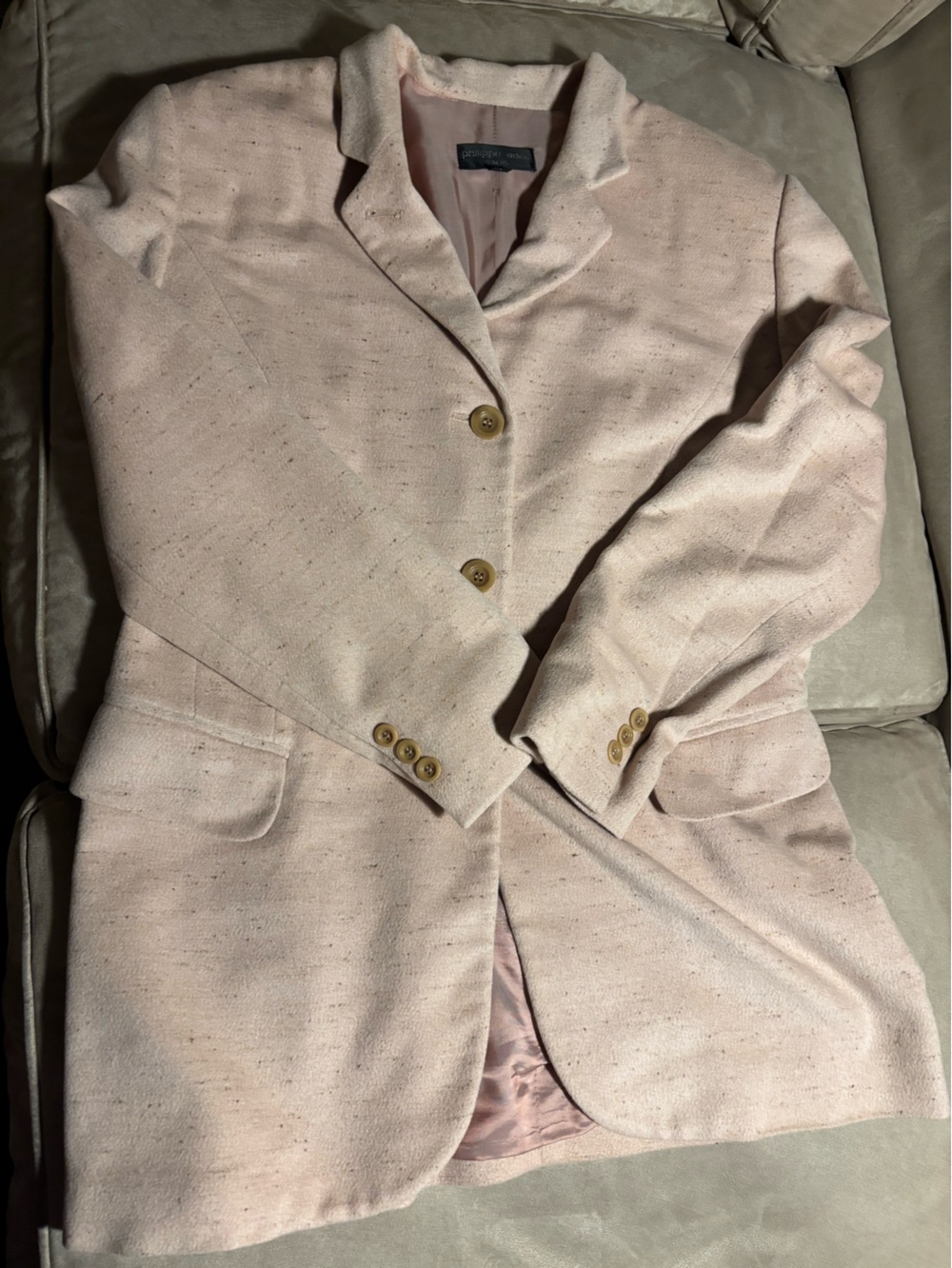 Philippe Adec Paris Pink Textured Blazer Made In France Sz 10 Quiet Luxur